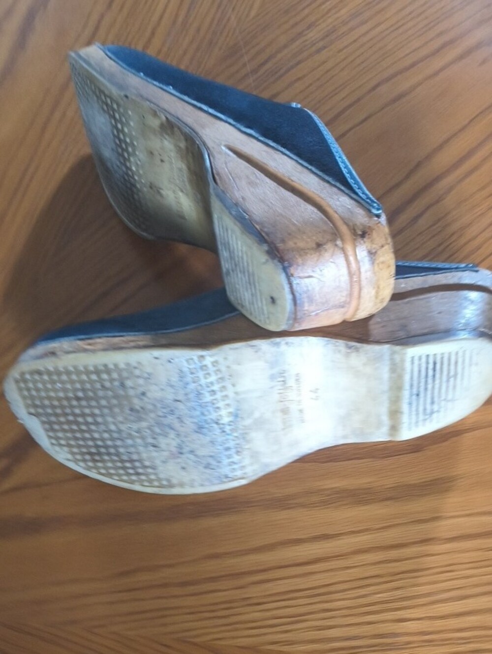 Men's Vintage Navy Suede Clog Mules Sz 44 - Picture 3 of 9